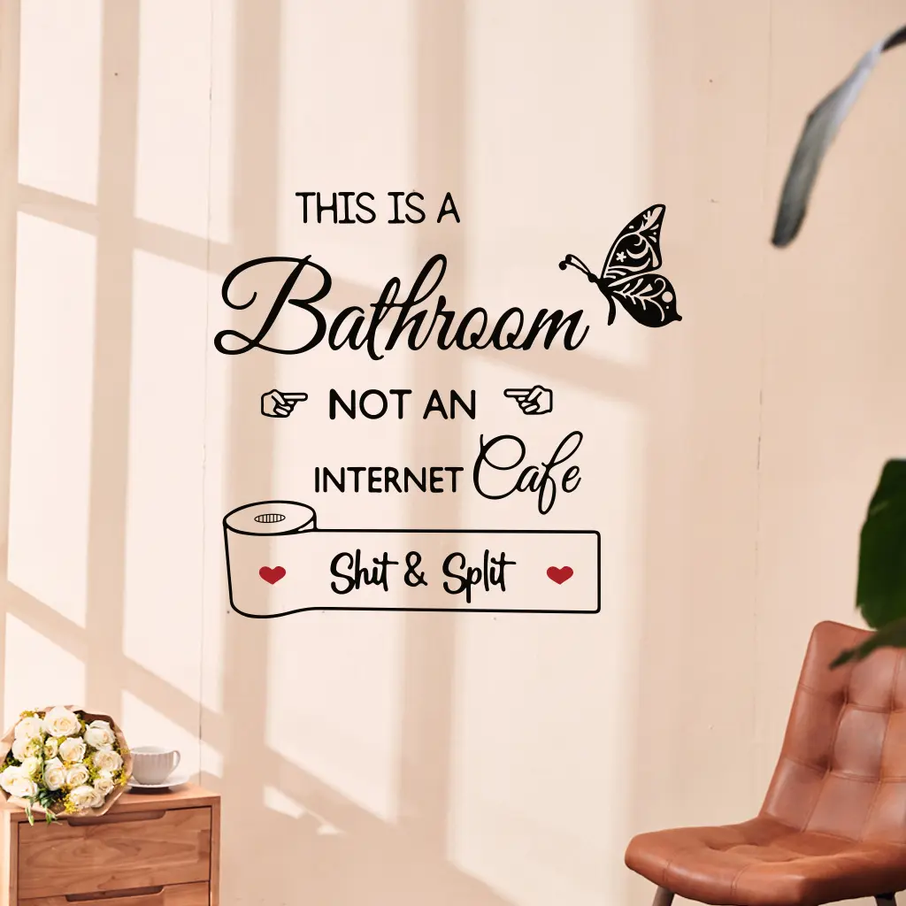 1 Set of funny bathroom stickers, creative roll paper pattern funny quote stickers, Decorative Decal, Waterproof Wall Decals, suitable for home, outdoor, glass decoration, self-adhesive and detachable waterproof stickers