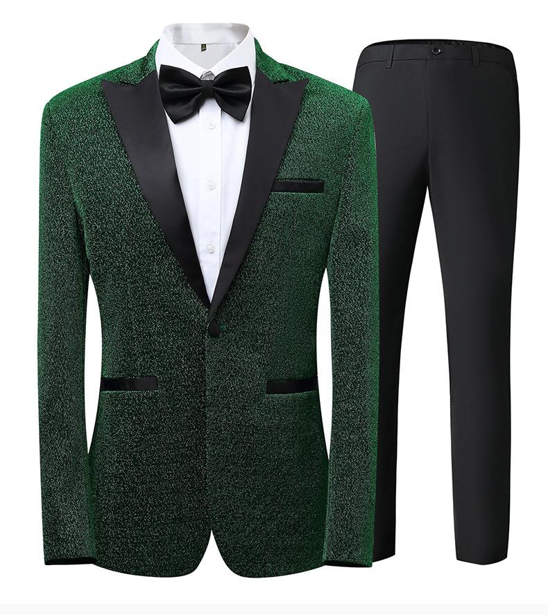 Men's Slim Fit 3-Piece Color Block Suit  Notch Lapel Light Business Groom Wedding Tuxedo, Center Vent