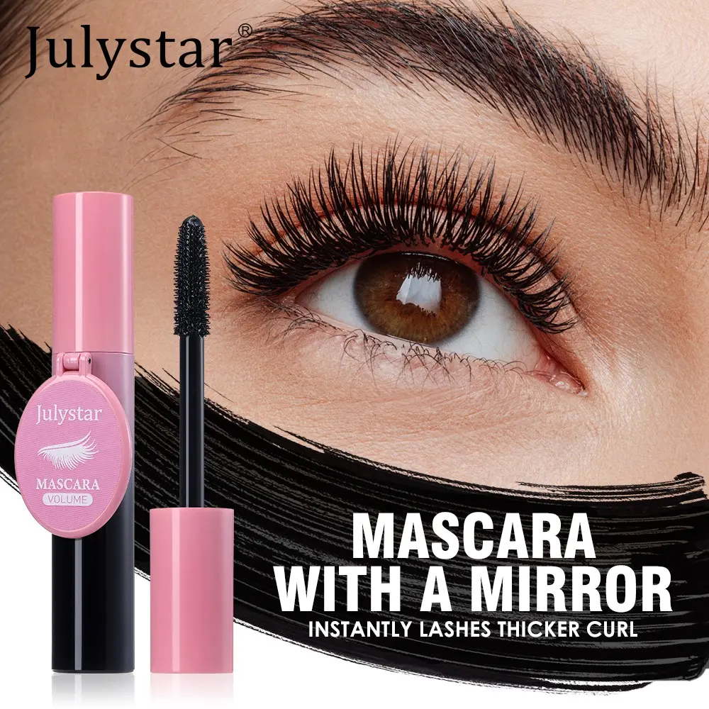 Portable Mirror Mascara Volumizing Lash Mascara, Waterproof No Clump Curly Eyelashes, Daily Travel Party Eye Makeup for Girls