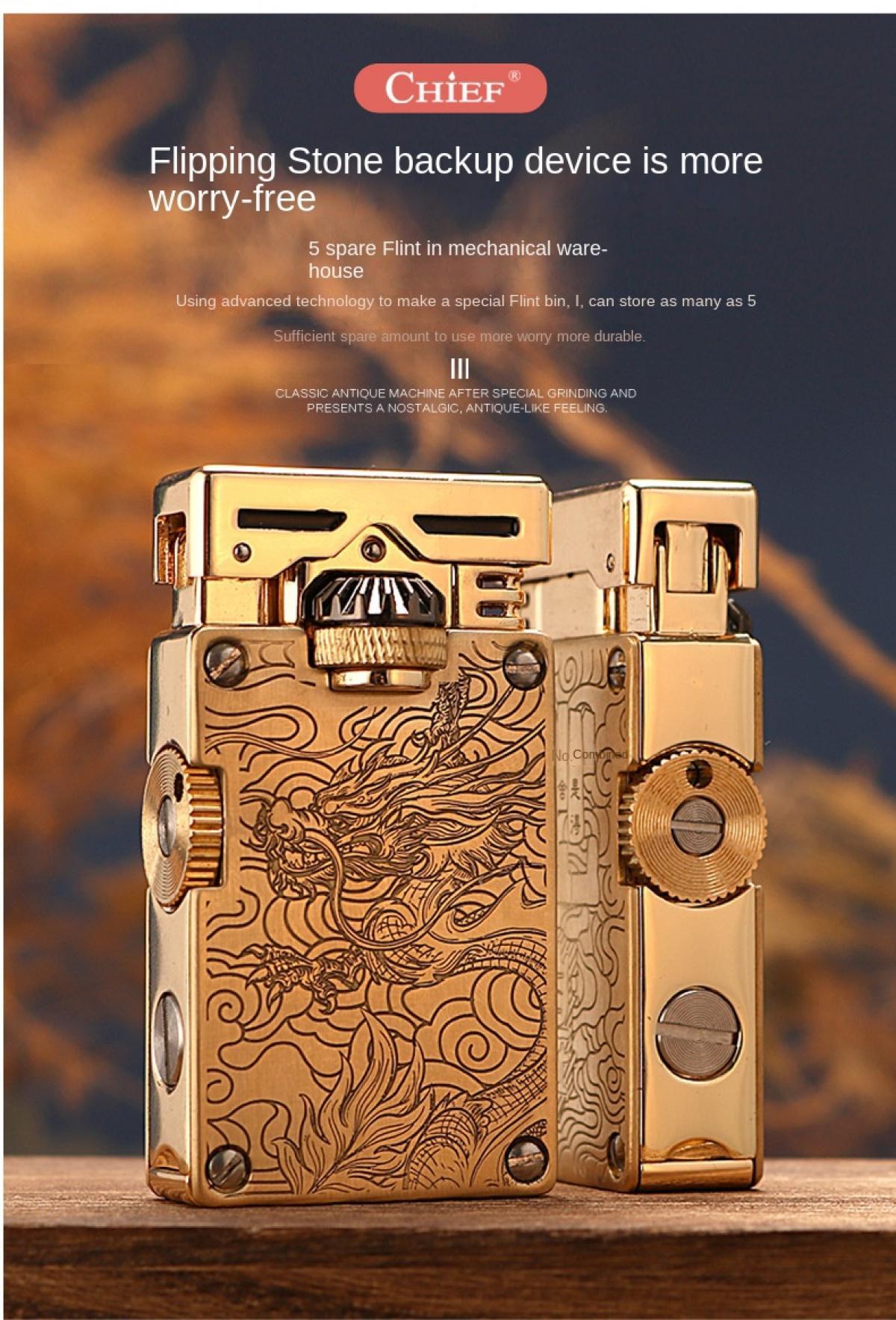 Cool Vintage Kerosene Lighter, Classic Metal Cigar Lighter, Unique Aesthetic Design Portable Fire Starter, Reliable Indoor & Outdoor Igniter For Camping, Festivals, Daily Use, Stylish Novelty Gadget Perfect For Birthday, Holiday & Anniversary Gifts, Durab