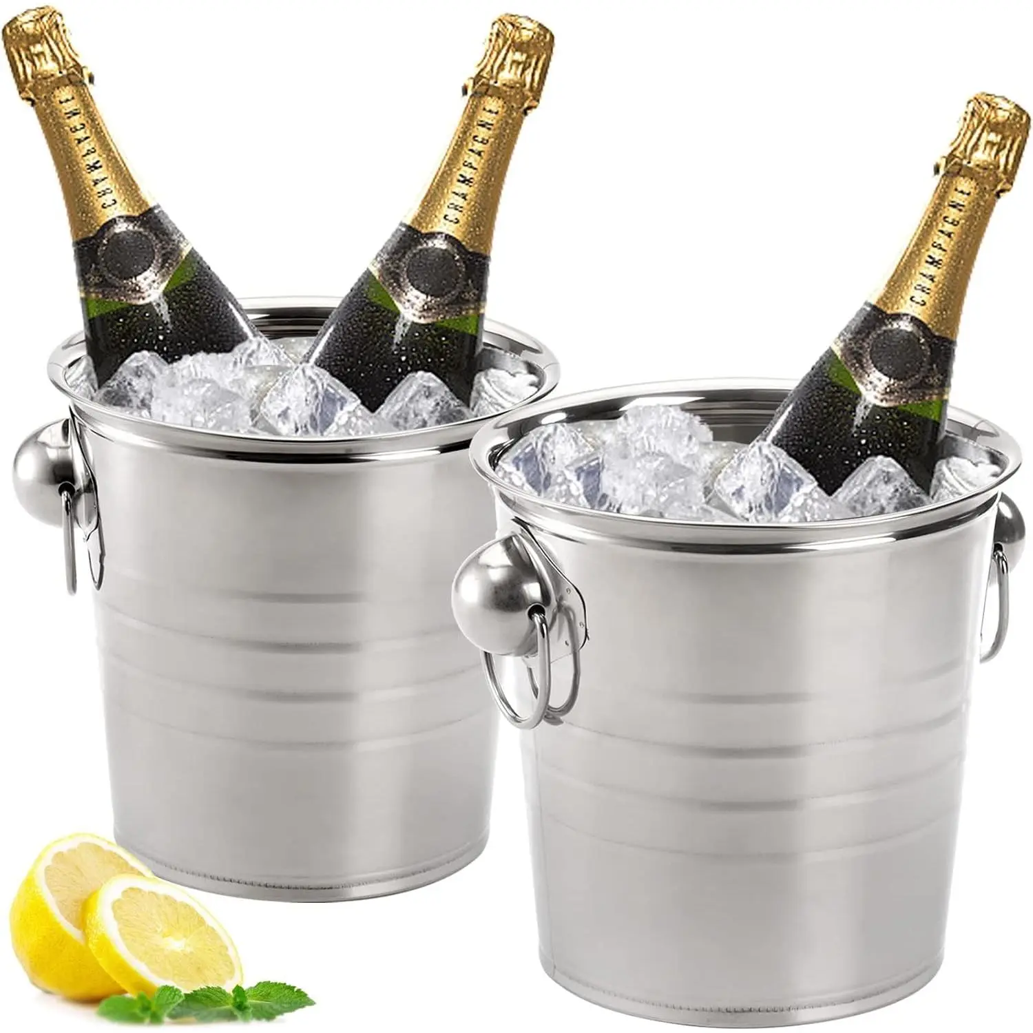 2 Pack 3 Quart Ice Bucket with Handles, Beverage Tub with Handles, Galvanized Metal Ice Bucket, Drink and Wine Chiller for Bar, Party, BBQ, Great for Indoor and Outdoor Use