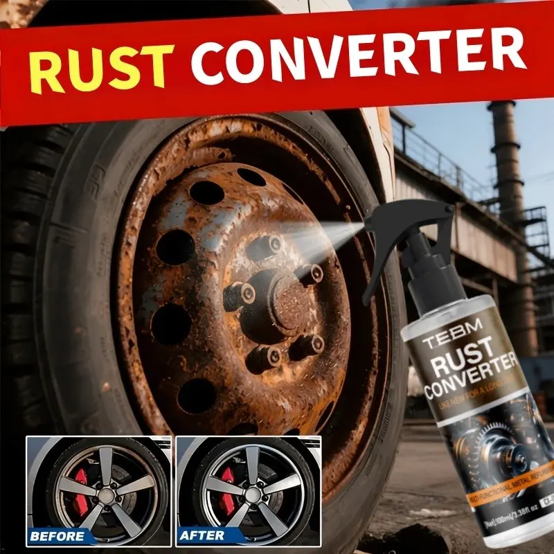 Rust Converter Spray, Rust Remover, Rust Removal Spray - Dissolves Rust, Eliminates Rust Stains, Restores Like New. A Versatile Rust Remover Suitable for Metal, Tools, Kitchens, Garages, and Cars, Restores Metal Surfaces