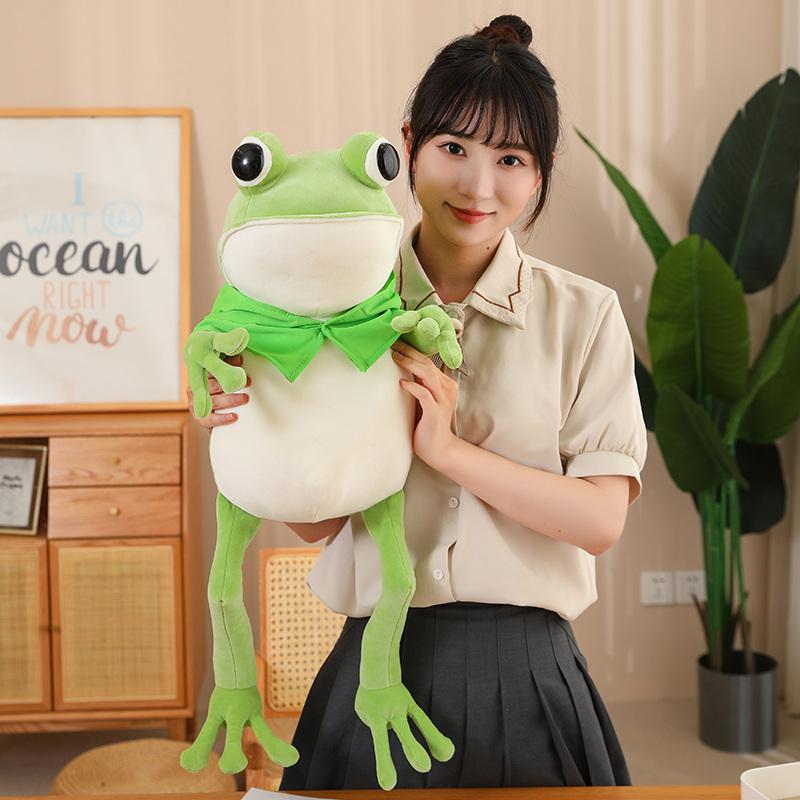 45/60/80CM Kawaii Cloak Frog Plush Toy Soft Stuffed Animal Lovely Hat Big Eyes Anime Doll Hug Pillow Birthday Xmas Gifts