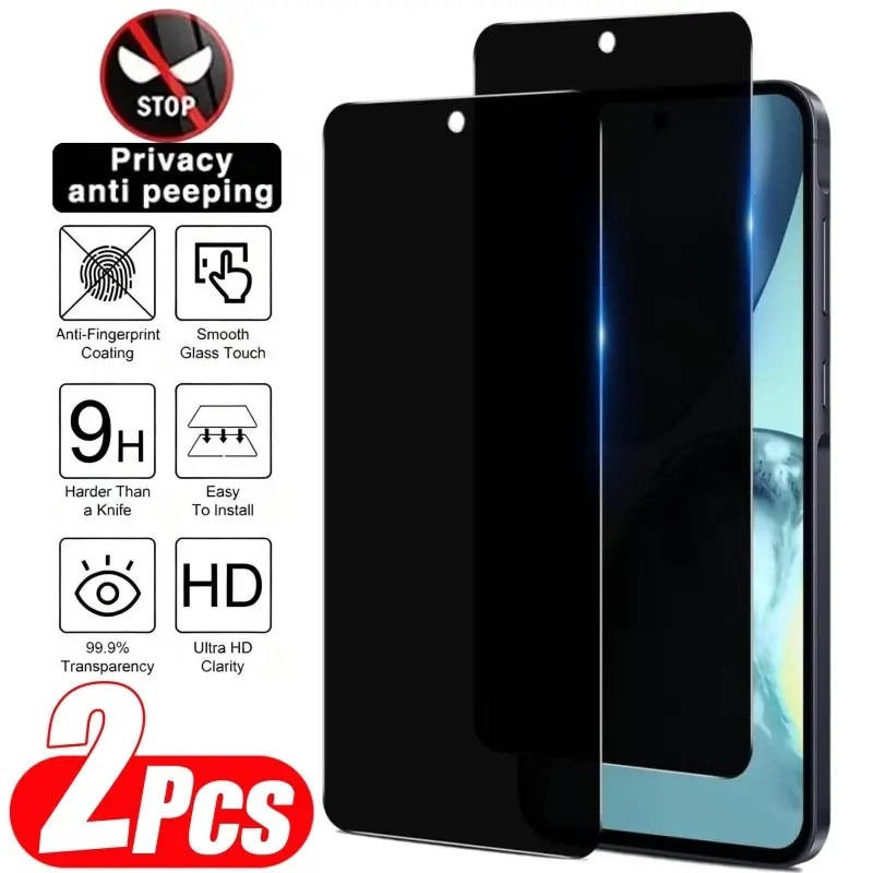 2-Pack 30-Degree Privacy Tempered Glass Film for Samsung Galaxy S20-S25, A51-A57, A14-A17, A24-A26, A33-A37, Full Screen Protection