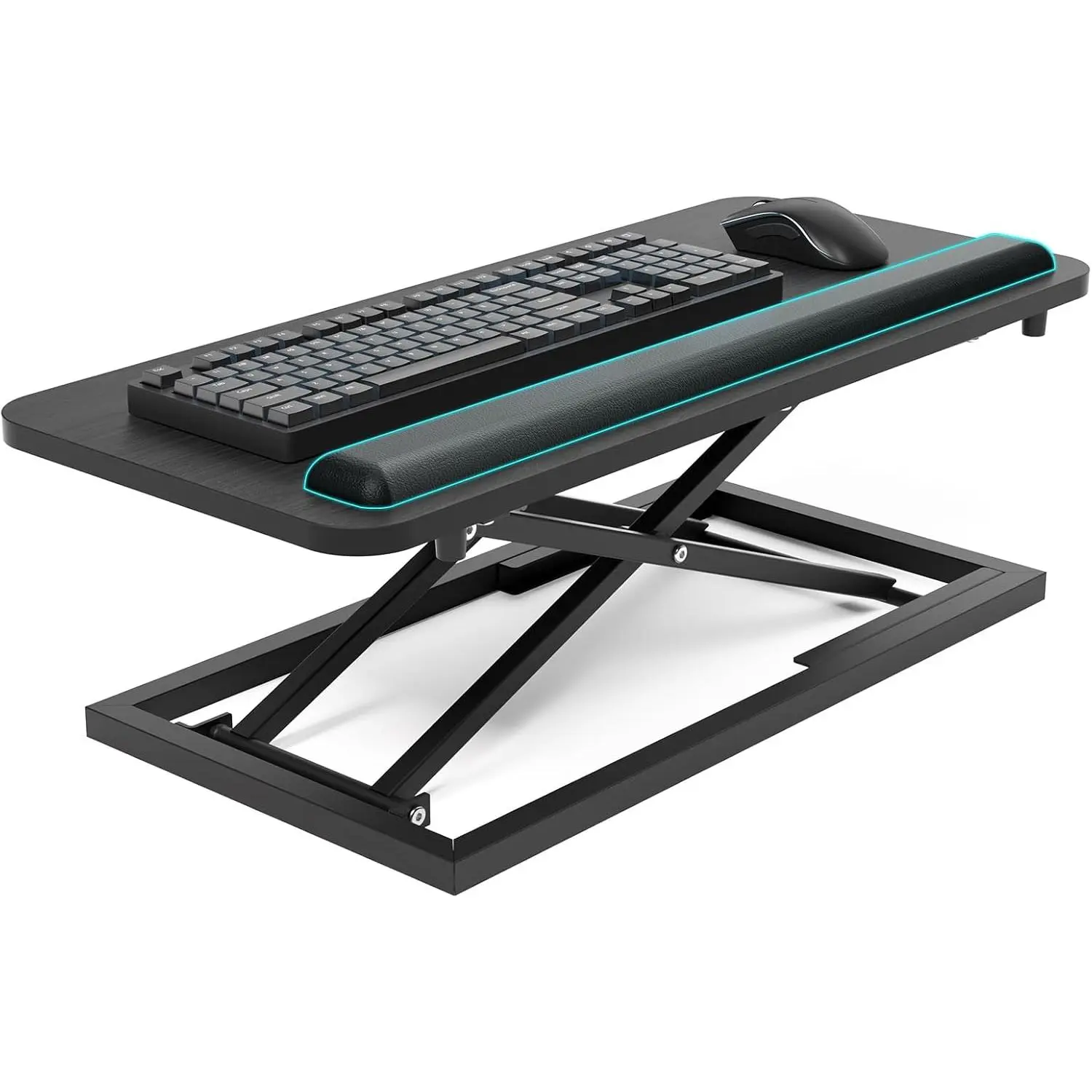 Adjustable Height Standing Keyboard Tray Keyboard Stand, Ergonomic Keyboard and Mouse Riser for Desktop Sit Stand Workstations With Wrist Rest, 26.7 x 11.7 Inch Black Laptop Desk