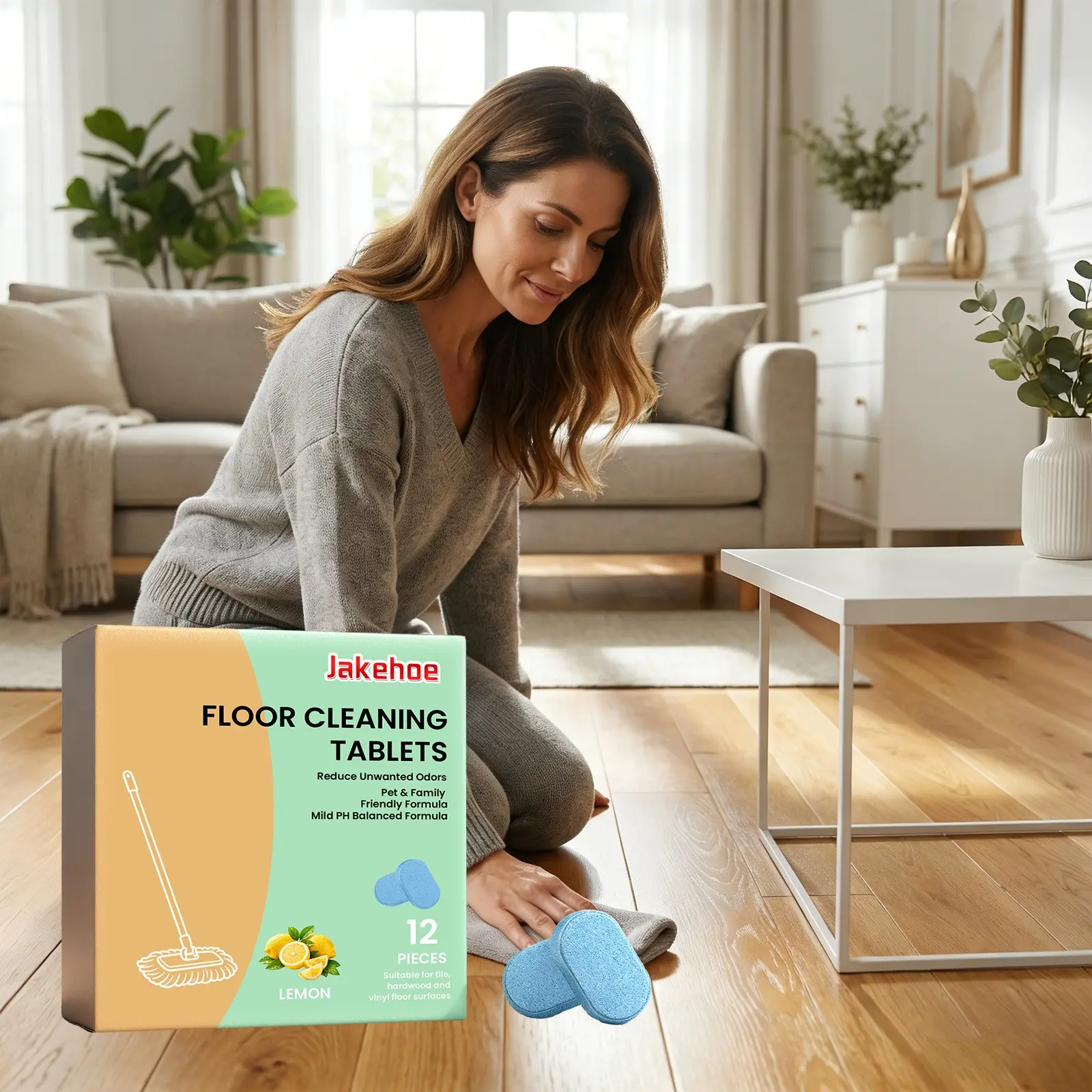 Floor Cleaning Tablets, Daily Home Floor Cleaner, Stain Removal, Fresh Scent, Convenient Care, Easy-To-Use Floor Maintenance Products