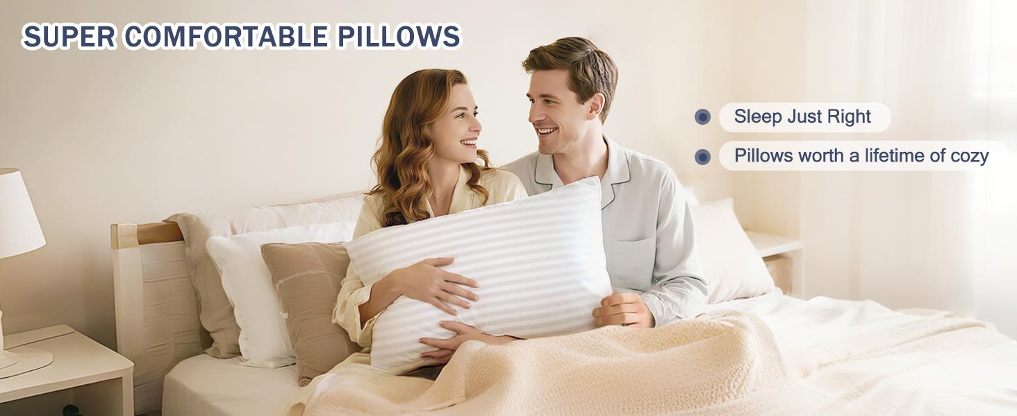 King Size Pillows Set of 4 Bed Pillow for Sleeping King Pillows 4 Pack for Back, Stomach or Side Sleepers Soft and Supportive Washable Pillow for Bedroom