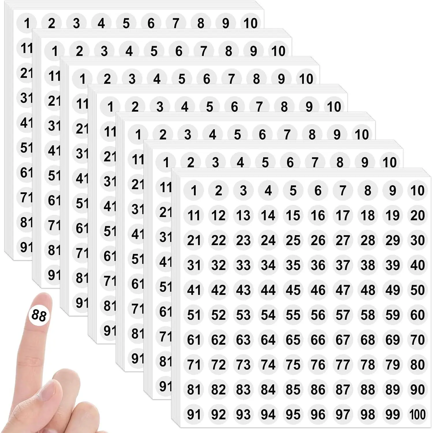 7000 count Number Stickers 0.4 Inch Small 1 to 100 Consecutive Round Numbered Stickers Self Adhesive Labels Stickers for Storage Organizing Inventory Office  Indoor Outdoor (70, White, 0.4Inch)