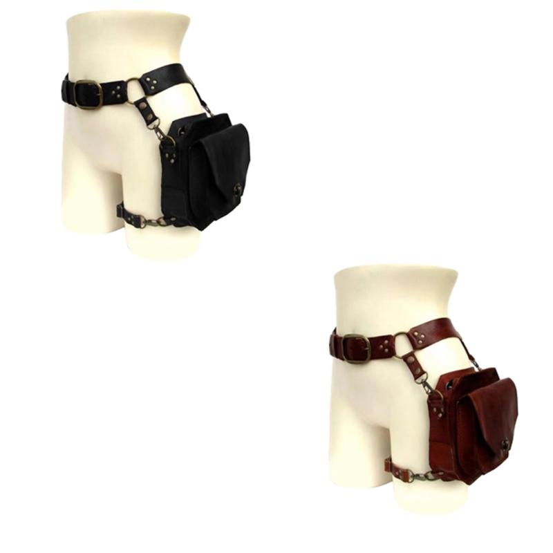 Medieval Waist Belt Drop Leg Bag Thigh Steampunk Waist Pack PU Leather Fanny Bag Motorcycle Thigh Wallet for Women