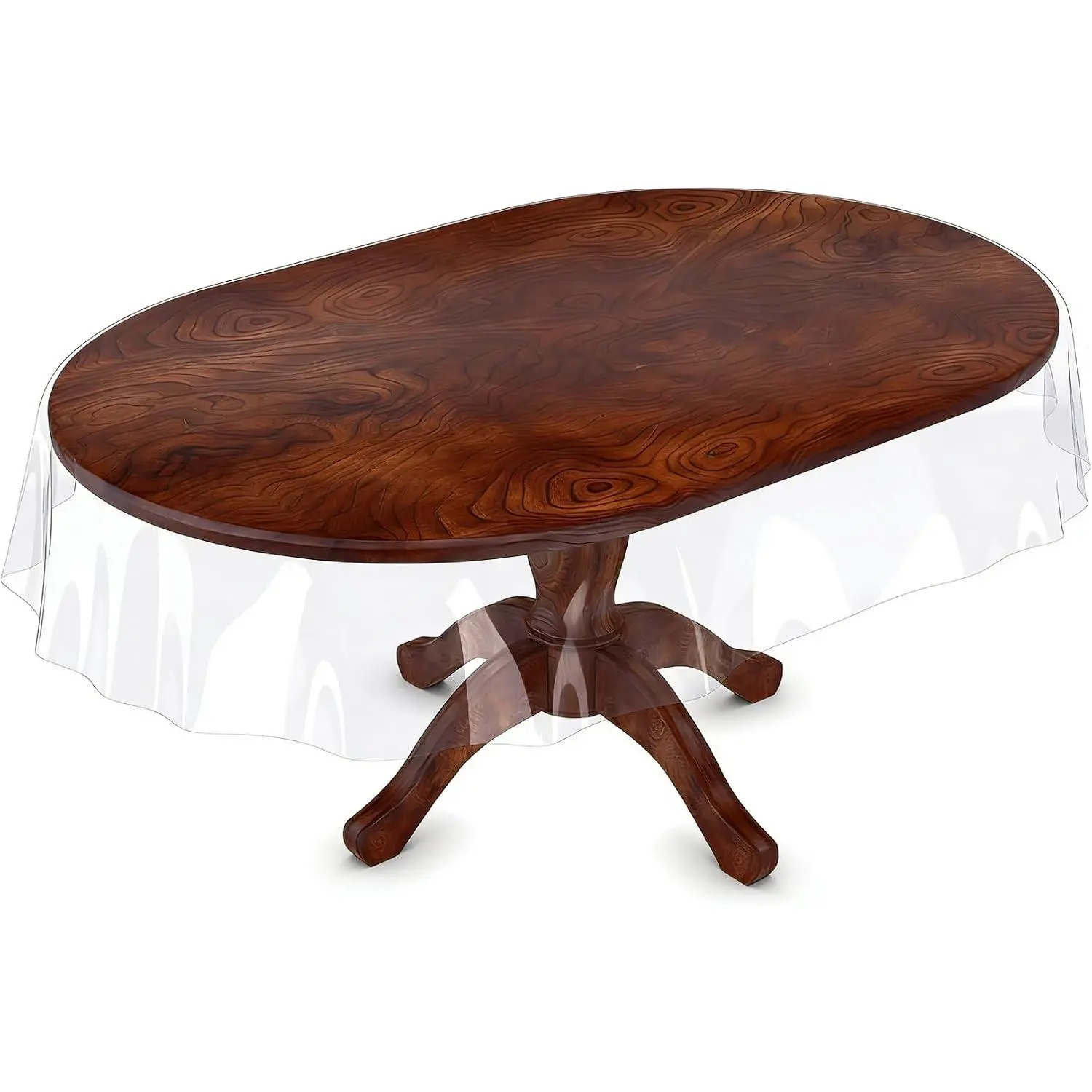 Clear Table Cover Protector Oval 60 x 90 in Plastic Cover for Table PVC Tablecloth Vinyl Protective Covering Transparent Dining Desk
