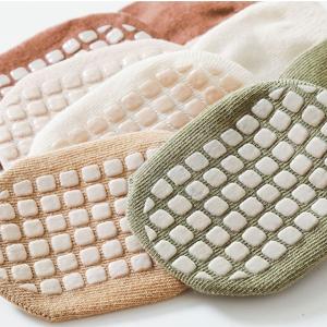 L-SOK016 Toddler Non Slip Socks, Cute Baby Socks with Grips Crew Socks 5 Pairs