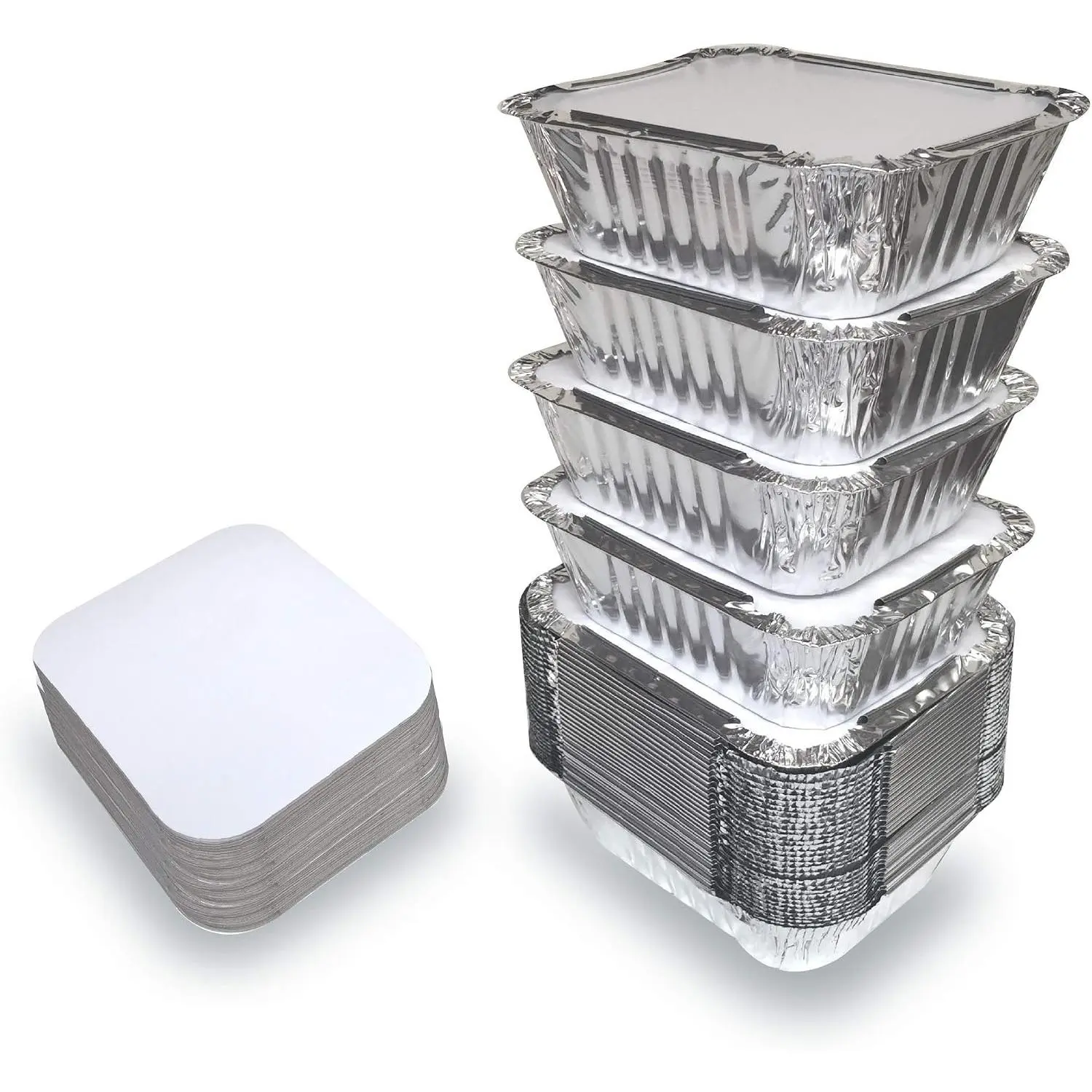 55 Pack -  Pan/Containers with /Foil Containers/ Pans with /Take Out Containers/Disposable Pans/ Foil  Containers/Freezer Meals containers (1 LB)