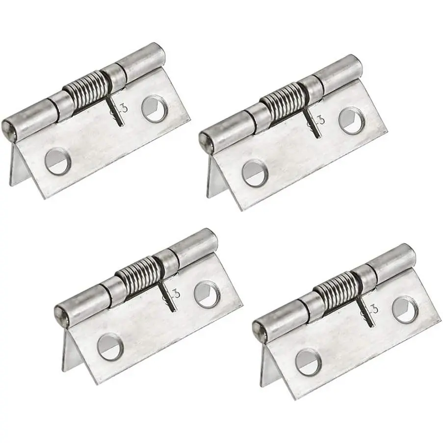 Spring Hinge Self Opening 1.5 Inch Length Stainless Steel Hinge - 4 count