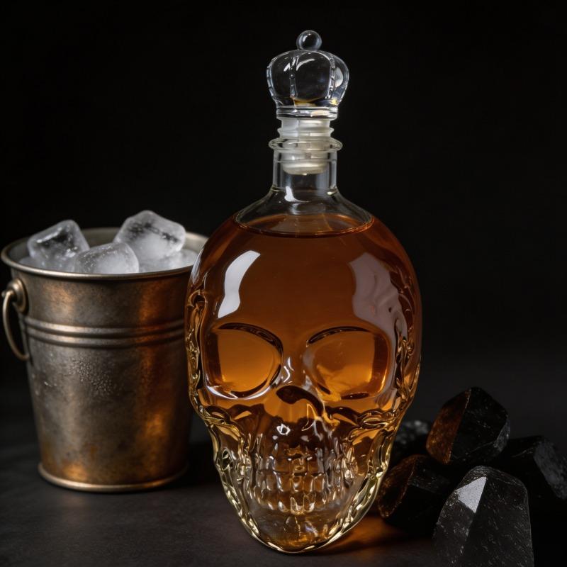 Sovereign Skull Whiskey Decanter, 350ml Gothic Skull Glass Liquor Bottle, Dark Style Empty Wine Vessel for Home Bar Decor & Gift