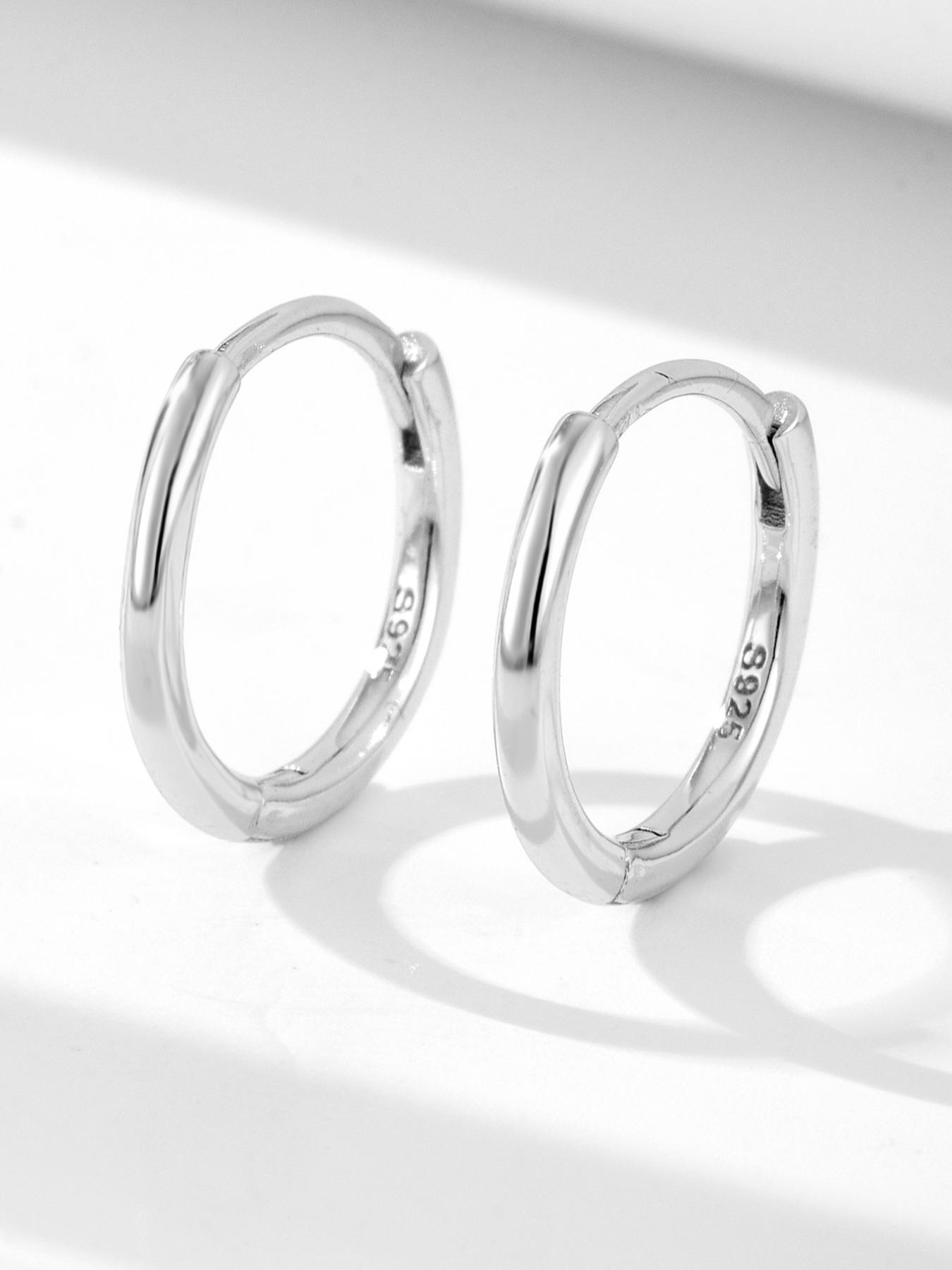 S925 Sterling Silver Hoop Earrings, Fashionable Minimalist Hoop Earrings for Women & Girls, Trendy All-match & Exquisite Jewelry for Birthday Gift