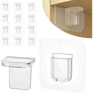 12 Pcs Punch Free Shelf Support Pegs Self Adhesive Shelves Clips Shelf Pegs  Shelves No Drill Shelf Bracket Holders Pin  Kitchen Cabinet Book Shelves Closet Clapboard Layer (1-Peg)