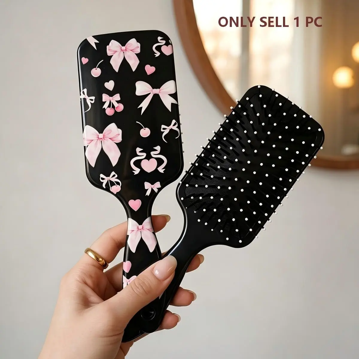 Butterfly Knot Cherry Massage Comb, Simple Sweet Style, Hair Styling Comb for Women, Home School Use, Gift Idea
