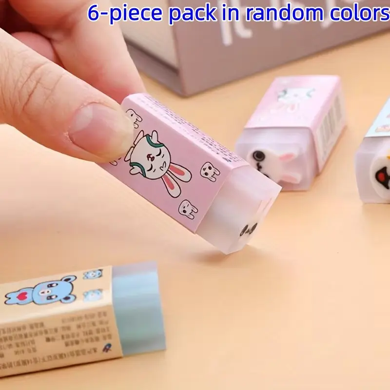 Random 6 Animal Erasers for Kids, Cute Desk Pets School Supplies, Fun Back-To-School Gifts, Classroom Rewards, Student Treasure Box