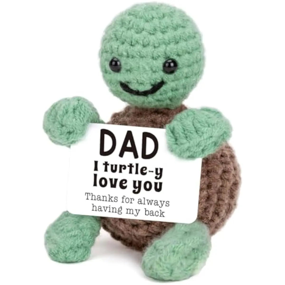 Mini Funny Turtle Fathers Day Dad Gifts from Daughter Son Wife, Birthday Gift for Dad Father Daddy Presents, I Love You Small Cute Stuff Things, Handmade Emotional Positive Crochet Turtle