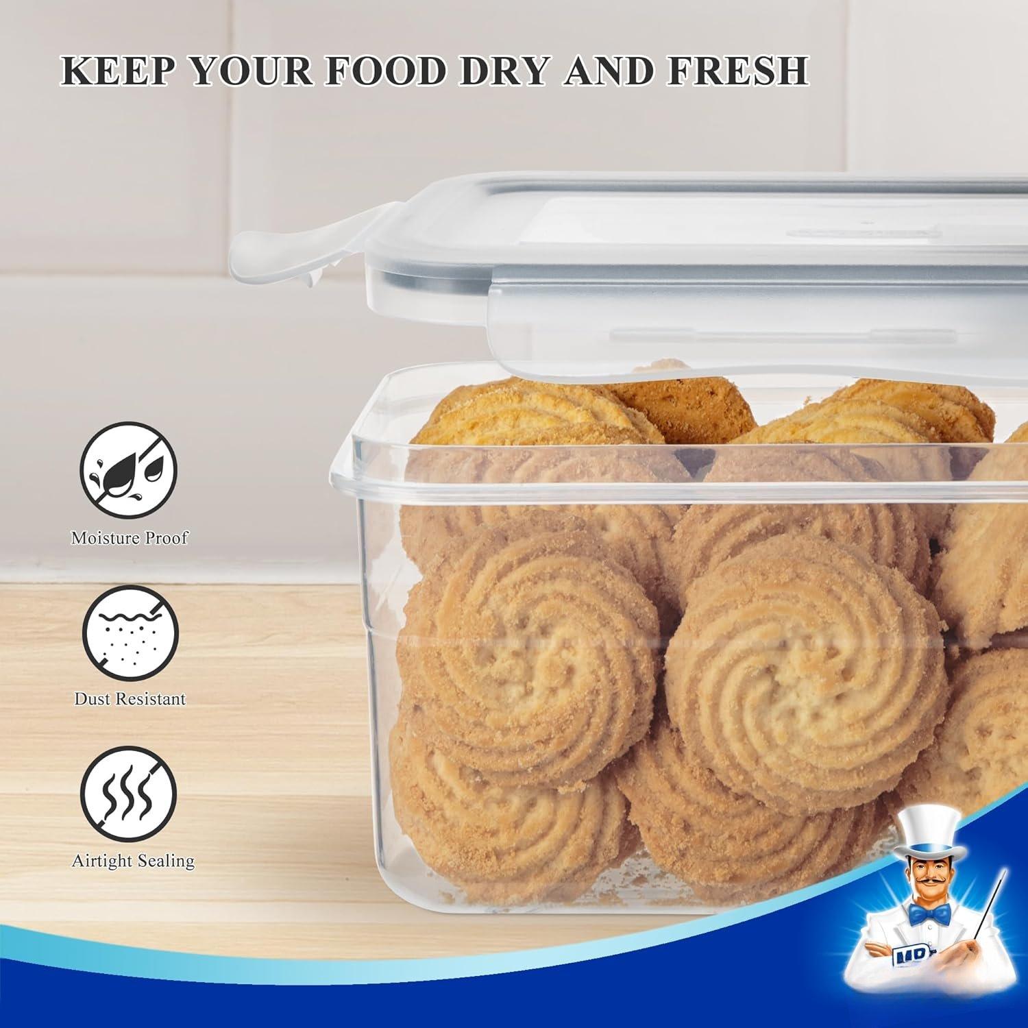 12 Pack Airtight  Storage Container Set,  Kitchen Pantry Organization, Kitchen Canisters for Cereal, Spaghetti, includes 16  Sticker Labels