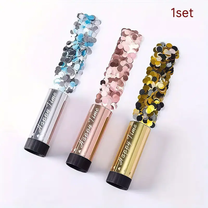 3pcs Colorful Paper Confetti Poppers, Wedding Birthday Party Decor, Portable Spring Cannon, Festival Gift, Event Props, Kids Fun Toy