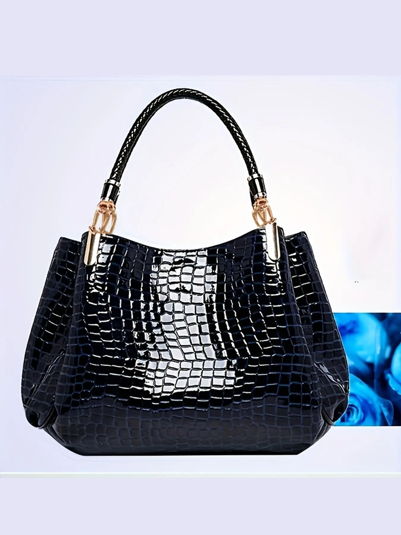 Crocodile Pattern Leather Handbag, European and American Style Shoulder Bag, Large Tote Bag for Women, Elegant and Stylish Design