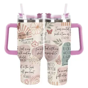 God's Promises Bible Verse Tumbler for Women, Faith Filled 40oz Cup with Handle, Daily Encouragement for Christian Moms, Prayer Warriors & Bible Lovers, A Beautiful Reminder of God's Love Every Day