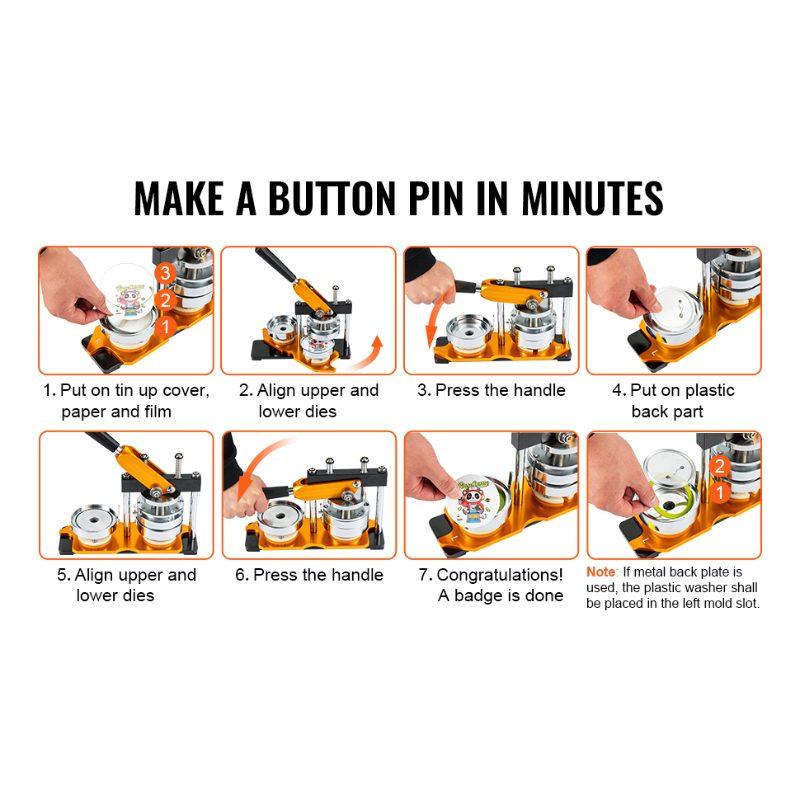 VEVOR Button Maker Machine, 75 mm (3 inch) Badge Punch Press Kit, Children DIY Gifts Pin Maker, Button Making Supplies with 100pcs Button Parts Circle Cutter Magic Book