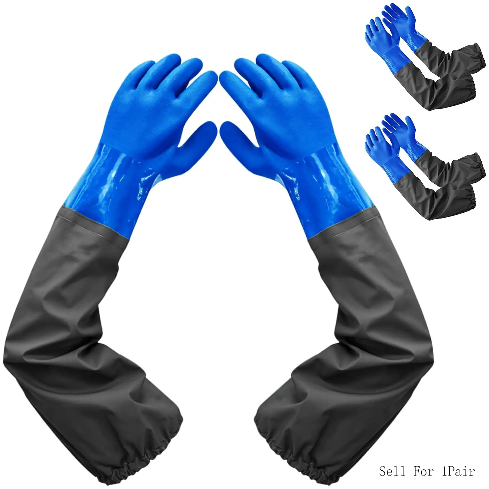 Extended Length Anti-Slip Fishing Gloves, Dishwashing & Car Washing Gloves, Waterproof, Wear-Resistant, Anti-Acid Alkali, Labor Protection