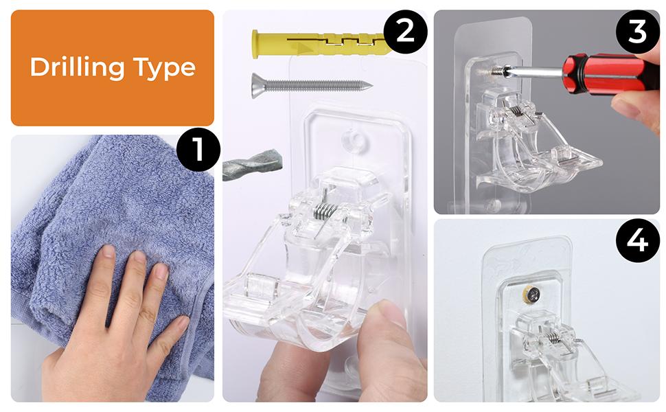 No Drill Needed Curtain Rod Holders, Enhanced Self Adhesive Rod Brackets, Multipurpose Nail-Free Stick on Curtain Rod Hooks, Curtain Hangers for Dorm, Bathroom, Bedroom, Livingroom Decor No Drill Needed Curtain Rod Holders, Enhanced Self Adhesive Rod Brackets, Multipurpose Nail-Free Stick on Curtain Rod Hooks, Curtain Hangers for Dorm, Bathroom, Bedroom, Livingroom Decor