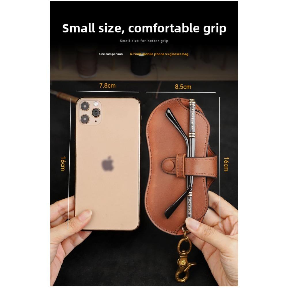 Vintage Leather Sunglasses Case – Portable Soft Glasses Pouch for Men & Women, Protective Eyewear Storage