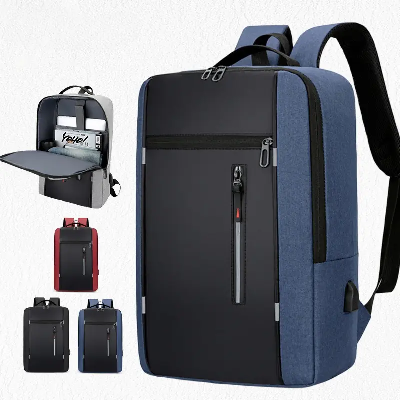 Men's Minimalist Business Laptop Backpack with USB Charging Port, Multi-Purpose Large Capacity Travel Daypack for Work Commute, Fits 15.6 Inch Notebook, Padded Adjustable Shoulder Straps, Breathable Back Panel, Practical Professional Everyday Carry Bag
