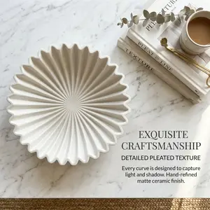 Large Decorative Bowl, Ruffle Bowl for Home Decor, Fluted Artistic Design, Modern Minimalist Style, Elegant Pleated Textures