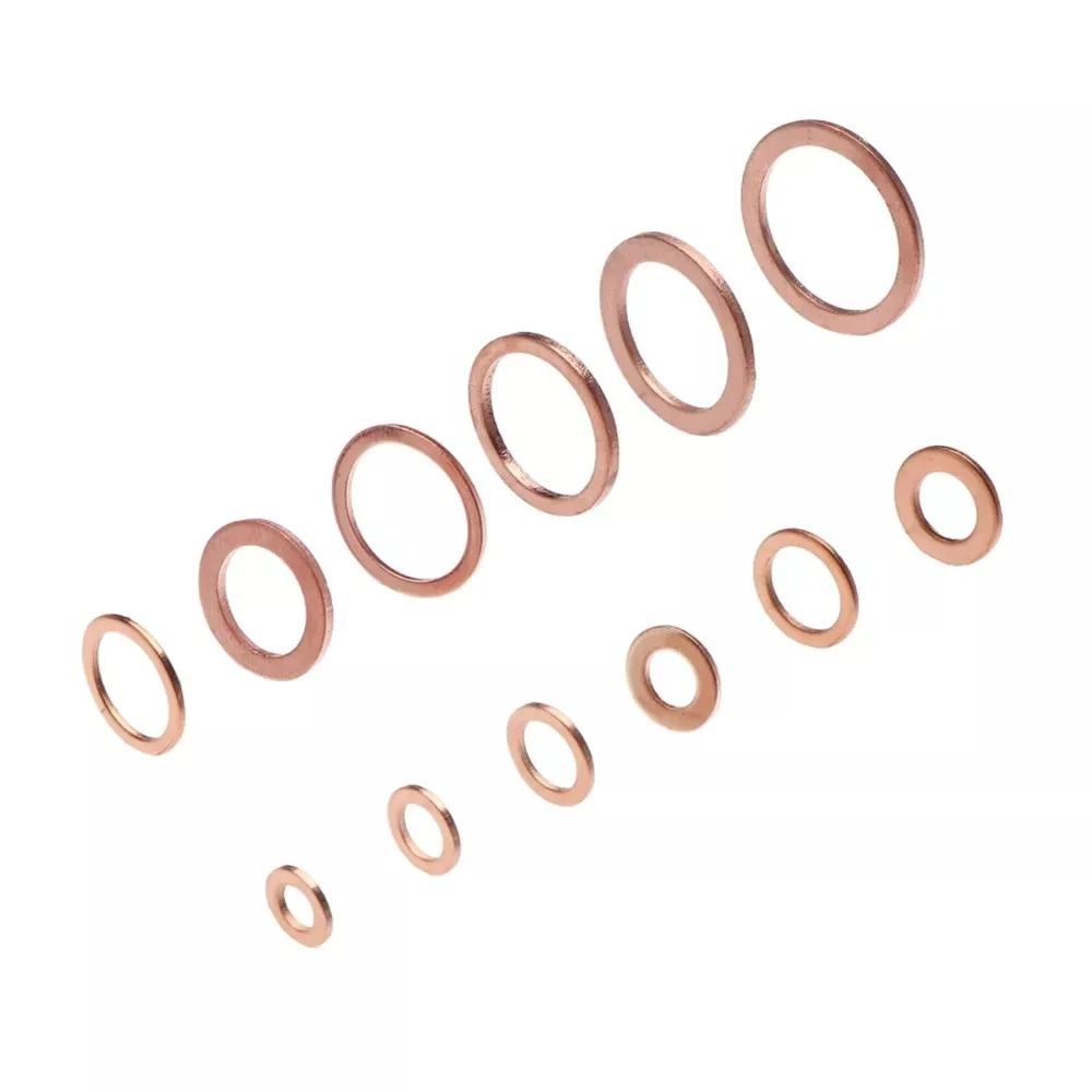 Copper Flat Washer, O-shaped Sealing Washer, Oil Seal Gasket, Flat Washer for Car Engine, Auto Parts