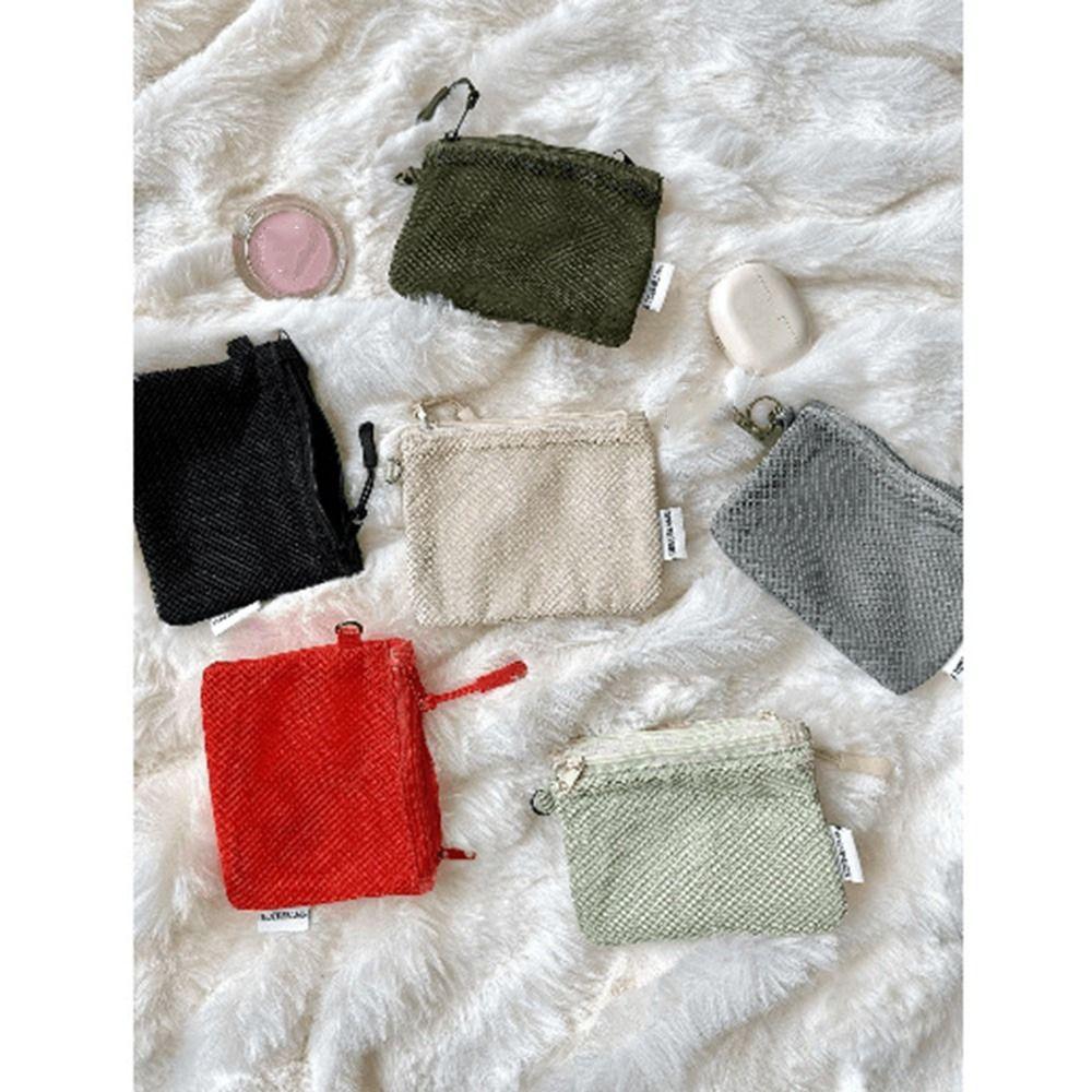 Double Zipper Mesh Storage Bag Double-layer Space Saving Portable Coin Purse Square Visible Travel Cosmetic Organizer Women