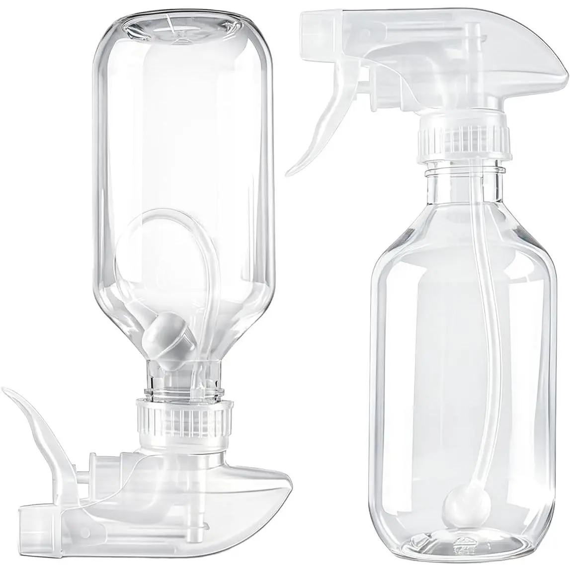 2 Pack 360° 10oz  Bottles with Adjustable  Nozzles Clear | 360° Inverted  Nozzle, Gravity Ball Designed for Cleaning Crack & Crevice, Leak-proof and -Resistant Design