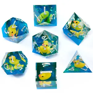 Duck Resin Dice Set, Sharp Edge Multi-Face Dice Kit, Perfect for Dnd Games, Holiday Gift (7 Pieces)