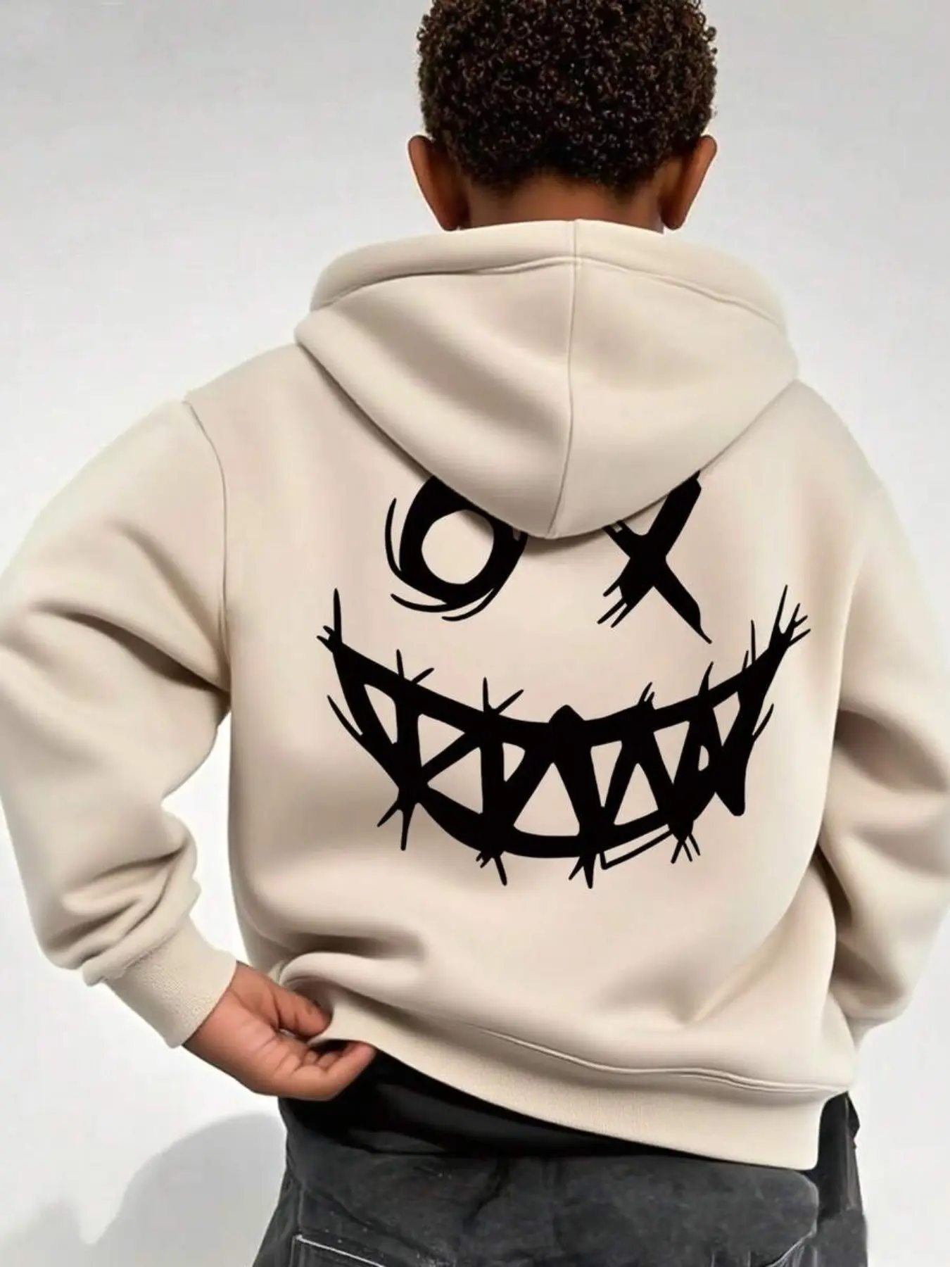 Teen Boy Casual Fashion Print Hoodie, Fall Winter Outdoor Sports Pullover, Loose-Fitting Long Sleeve Hooded Sweatshirt