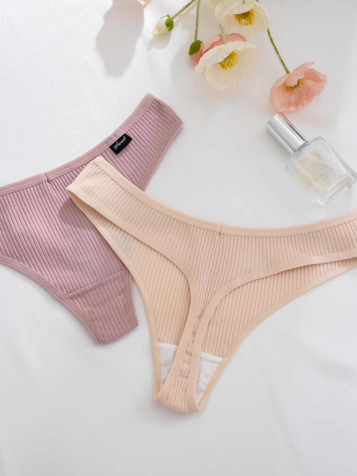 Women's Solid Color Thong, Soft Comfy Breathable Panty Casual Style Underwear for Daily Wear, Women's Underwear for All Seasons