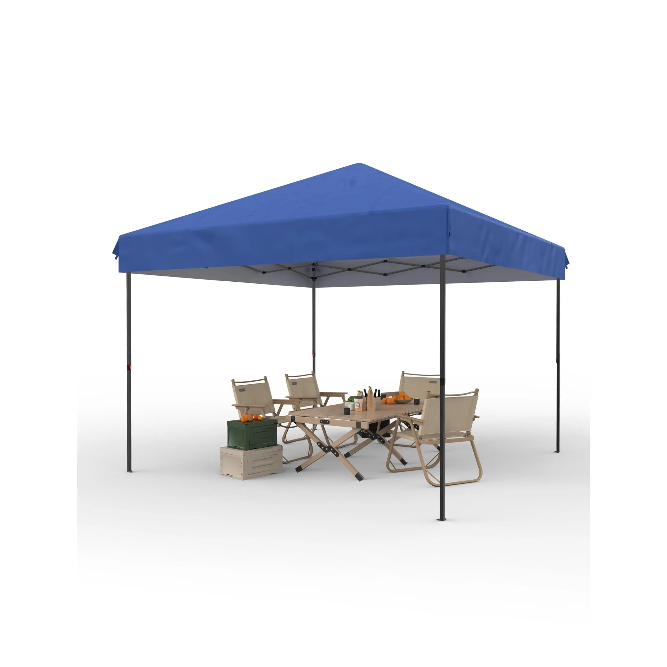 210D Oxford Pop Up Canopy Tent, Heavy-Duty Gazebo with Rust-Proof Frame, One-Button Setup & 3 Adjustable Heights, UV Protection Complete with Roller Bag Sandbags Stakes and Ropes for Patio Beach and Events
