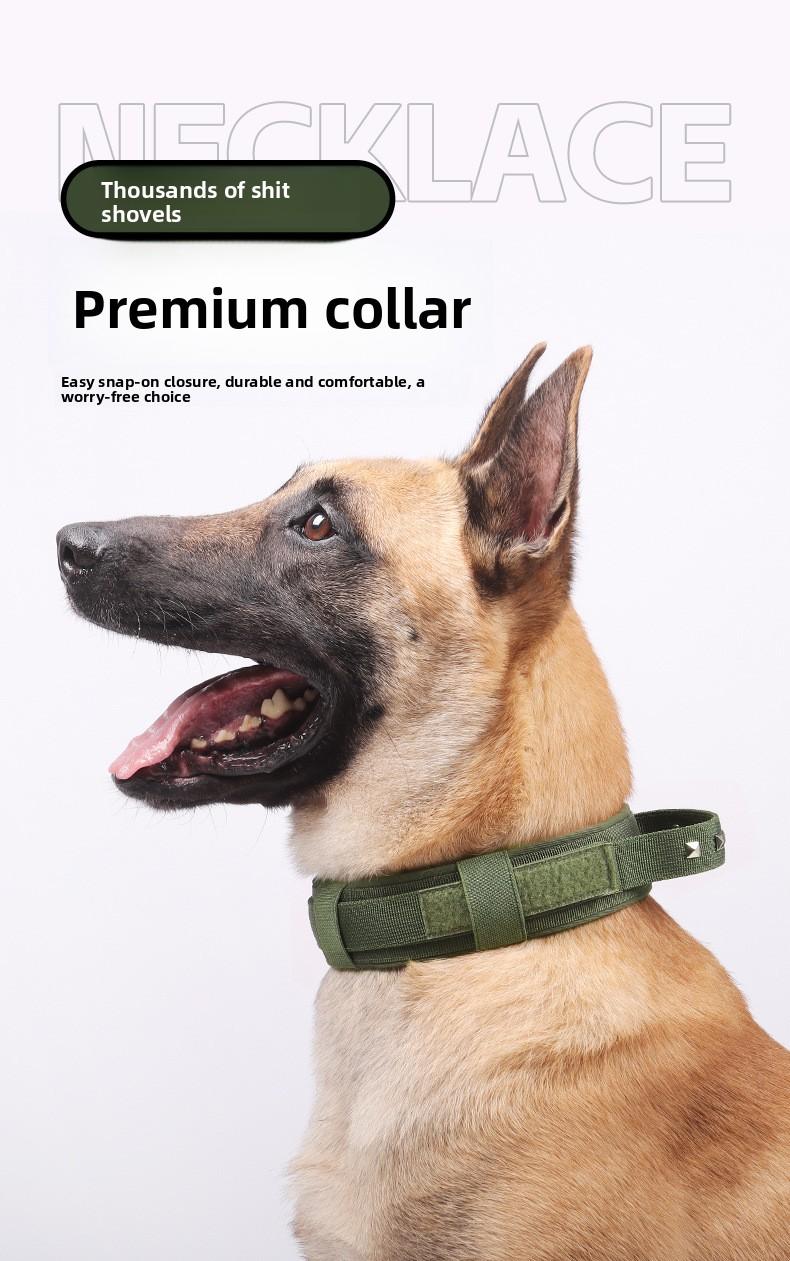 Heavy Duty Tactical Dog Collar with Leash, Reinforced Rivet Anti-Pull Collar for Large Dogs, Welded D-Ring, Quick-Release Zinc Alloy Buckle, Double Layer Nylon, Adjustable Padded Handle for Training Walking, Extra Strong Pet Collar for Big Breeds
