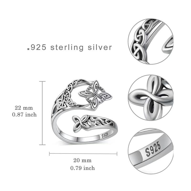 925 Sterling Silver Celtic Knot Ring Witch Knot Ring Nudo de Bruja Plata 925 Original Sterling Silver Adjustable Witch Knot Rings Open Ring Hecate Ring Pagan Witchtok Protection Witchy Jewelry for Devotion for Ceremonyfor Women