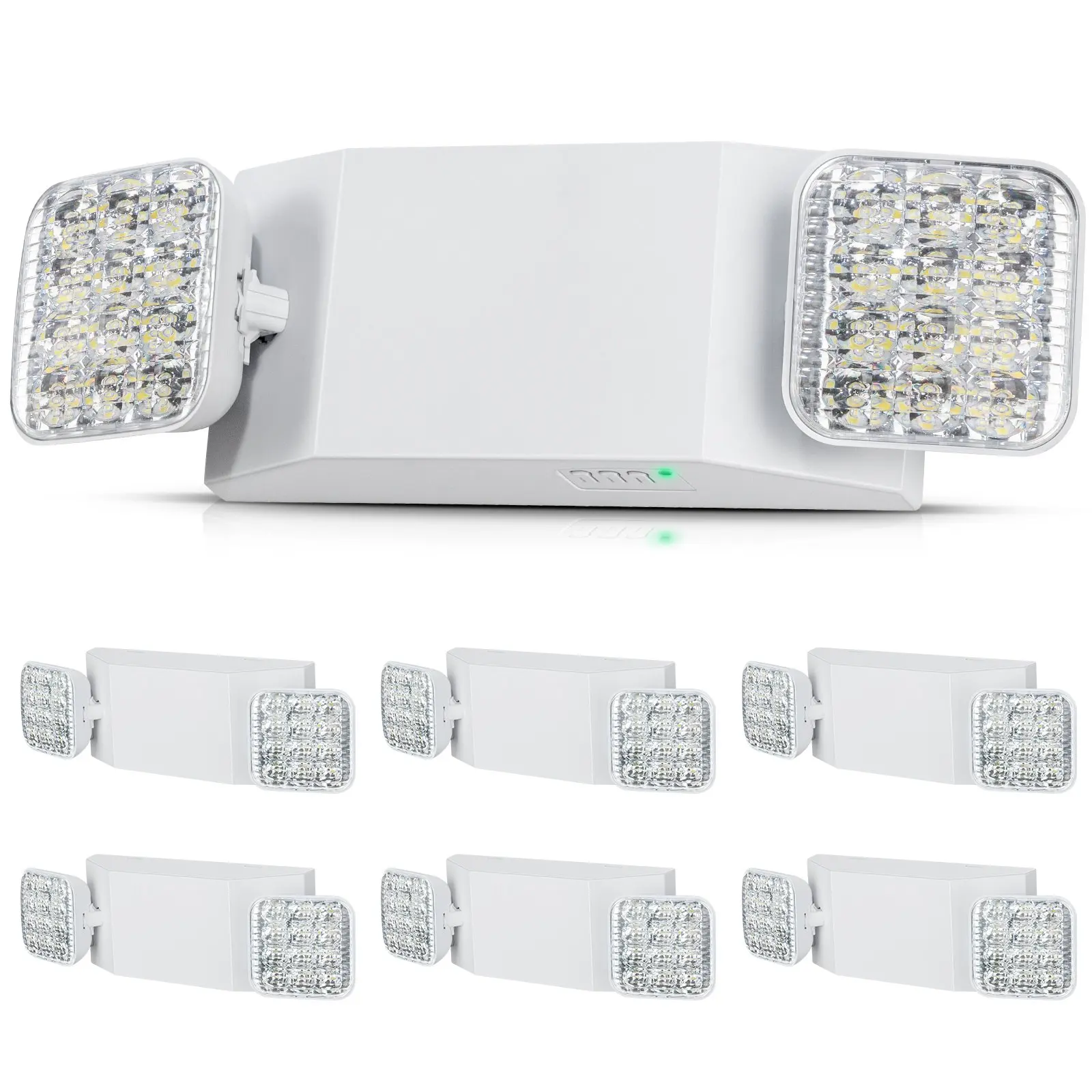 【DealsForYouDays】VEVOR 6 Pack Commercial Emergency Light, 3W, White LED Emergency Exit Lighting Fixtures with 180 Minutes Backup Battery Adjustable 2 LED Square Head, Ceiling or Wall Mount for Business Power Outages