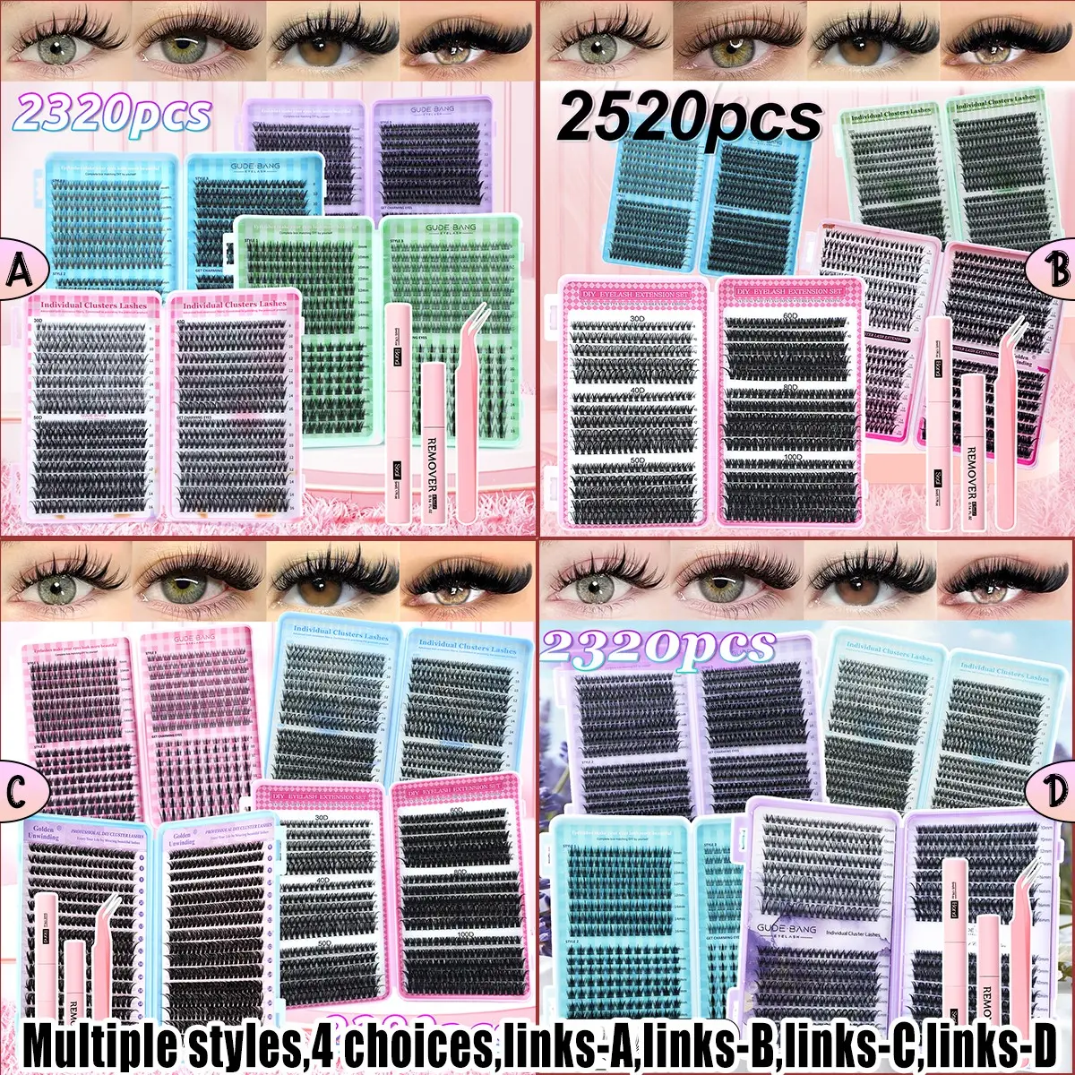 Cluster False Lashes, Eyelashes Extensions, Multiple Styles, Easy DIY Personal Lashes, Includes Lash Tools, Perfect for Daily Use, Parties, Travel, Gifts, Fluffy Eyelashes Cluster