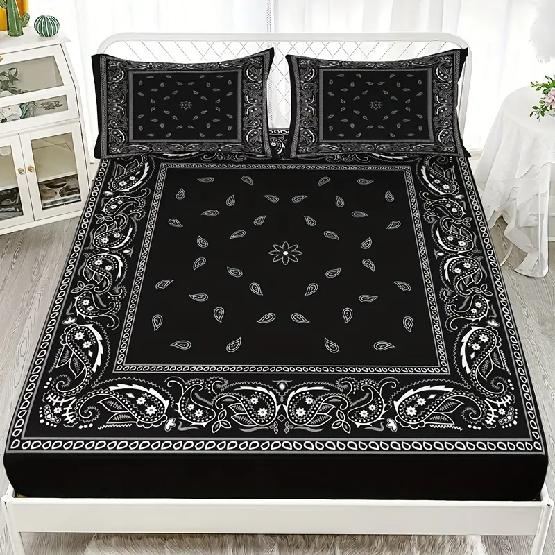 3PCS Fashion Paisley Bohemian Bedding Set, High-Definition Digital Print Home Bed Sheet Set monochromatic comforter mid year sale microfiber bag ultra-soft cozy shabby chic farmhouse bed breathable all-seasons k-pop demon hunter bedding set thick lightwei