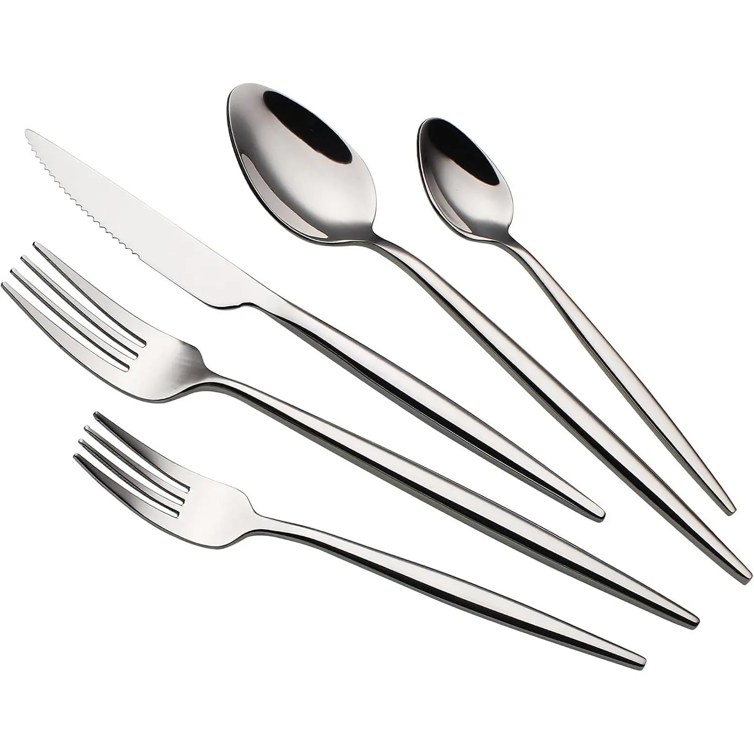 20 Piece Luxury Silverware Set for 4, Mirror-Polished 18/10 Stainless Steel Heavy Flatware, Modern Cutlery Set with Knife Fork Spoon, Dishwasher Safe Ideal for Gifting