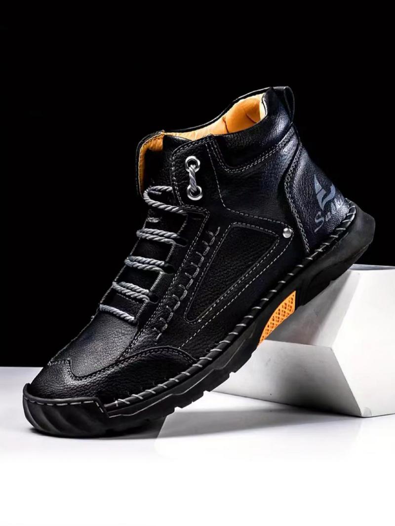 Men's Outdoor Lightweight Hiking Boots, Casual Sporty Lace Up Boots for Outdoor Activities, Fashionable Western Cowboy Style Shoes for Daily Wear