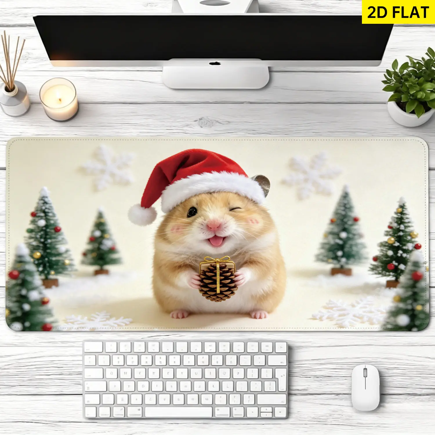 Extra Large Christmas Hamster Mouse Pad,Non Slip Rubber Pad,Desktop Decoration Drotection Pad,Washable,Lock Edge Multi Size,Premium Multipurpose Mousepad For Home,Office,Gift for Family and Friends