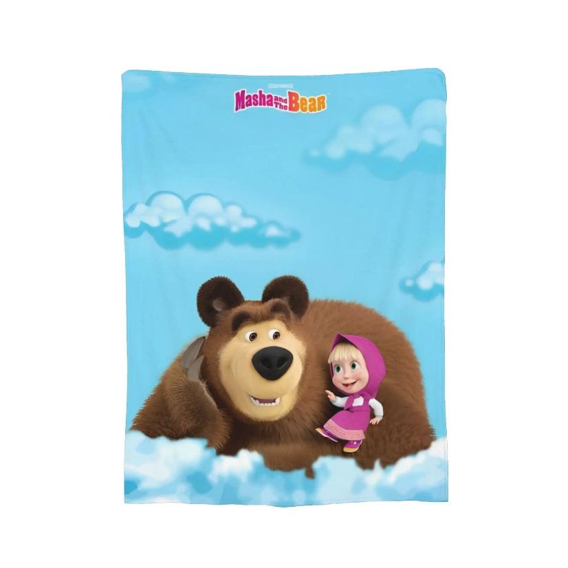Masha And The Bear Kawaii Blanket Ultra Soft Flannel Fleece Cozy Warm Fluffy Bedroom Couch Sofa Throw Bedding Decor Decorative Throw Perfect Birthday Gift Christmas Gift for Kids Adults Viral Trending Cute Russian Cartoon Aesthetic Style