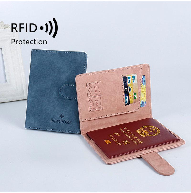 Leather Passport Holder Covers Case Waterproof Travel Credit Card Wallet Cute Passport Book for Women/Men Buckle Passport Cover